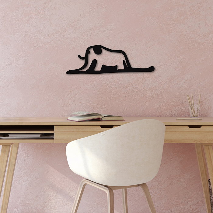 Wallity Elephant 14 Escultura de Pared de Metal Negra